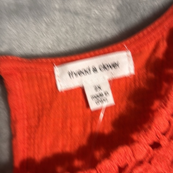 NWT Women's Orange‎ Crochet Top sleeveless lightweight plus size 2X 18/20 - Picture 2 of 7